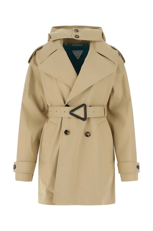 Bottega Veneta Women Cappuccino Stretch Cotton Trench Coat