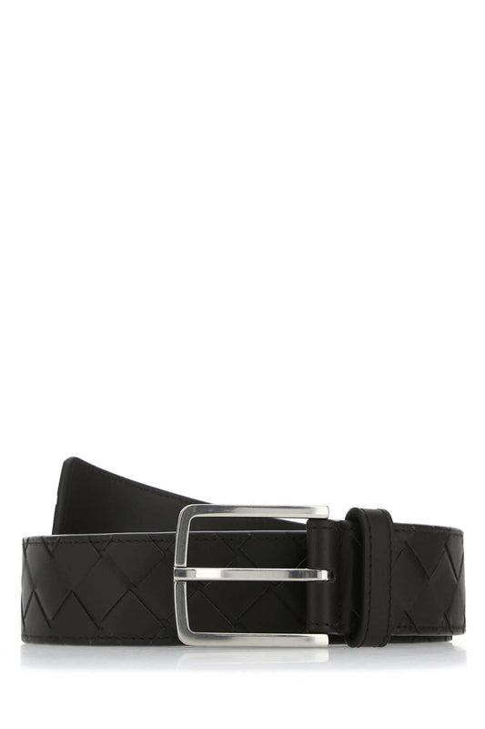 Bottega Veneta Men Dark Brown Leather Belt