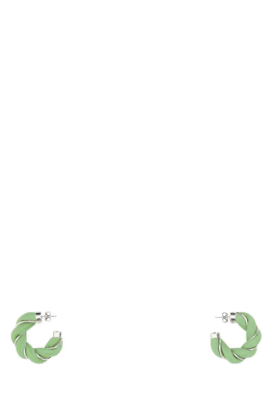 Bottega Veneta Women Pastel Green Nappa Leather And 925 Silver Earrings