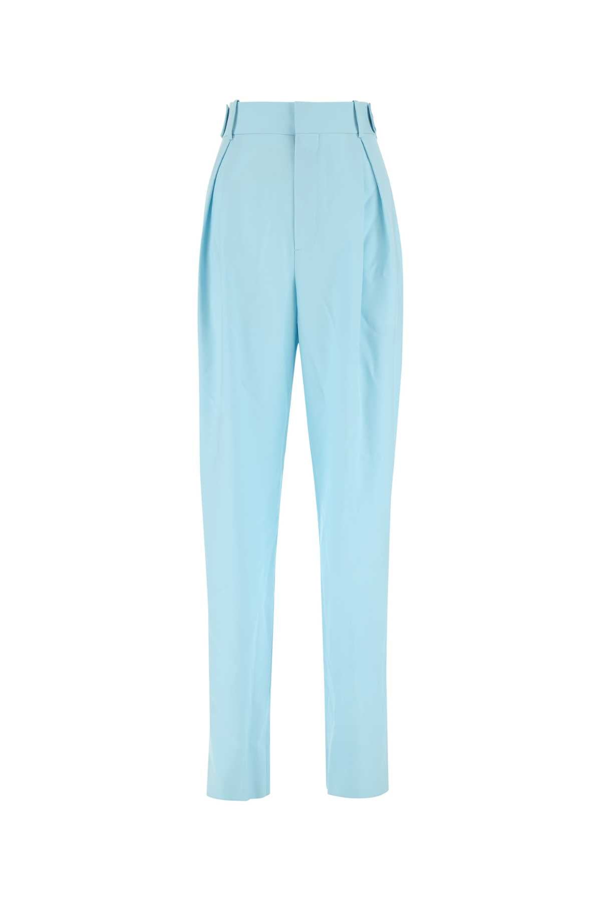 Bottega Veneta Women Pastel Light-Blue Wool Wide-Leg Pant