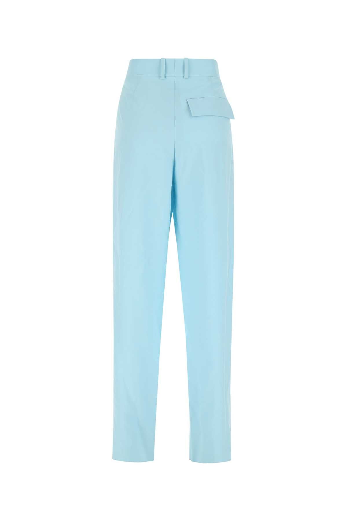 Bottega Veneta Women Pastel Light-Blue Wool Wide-Leg Pant