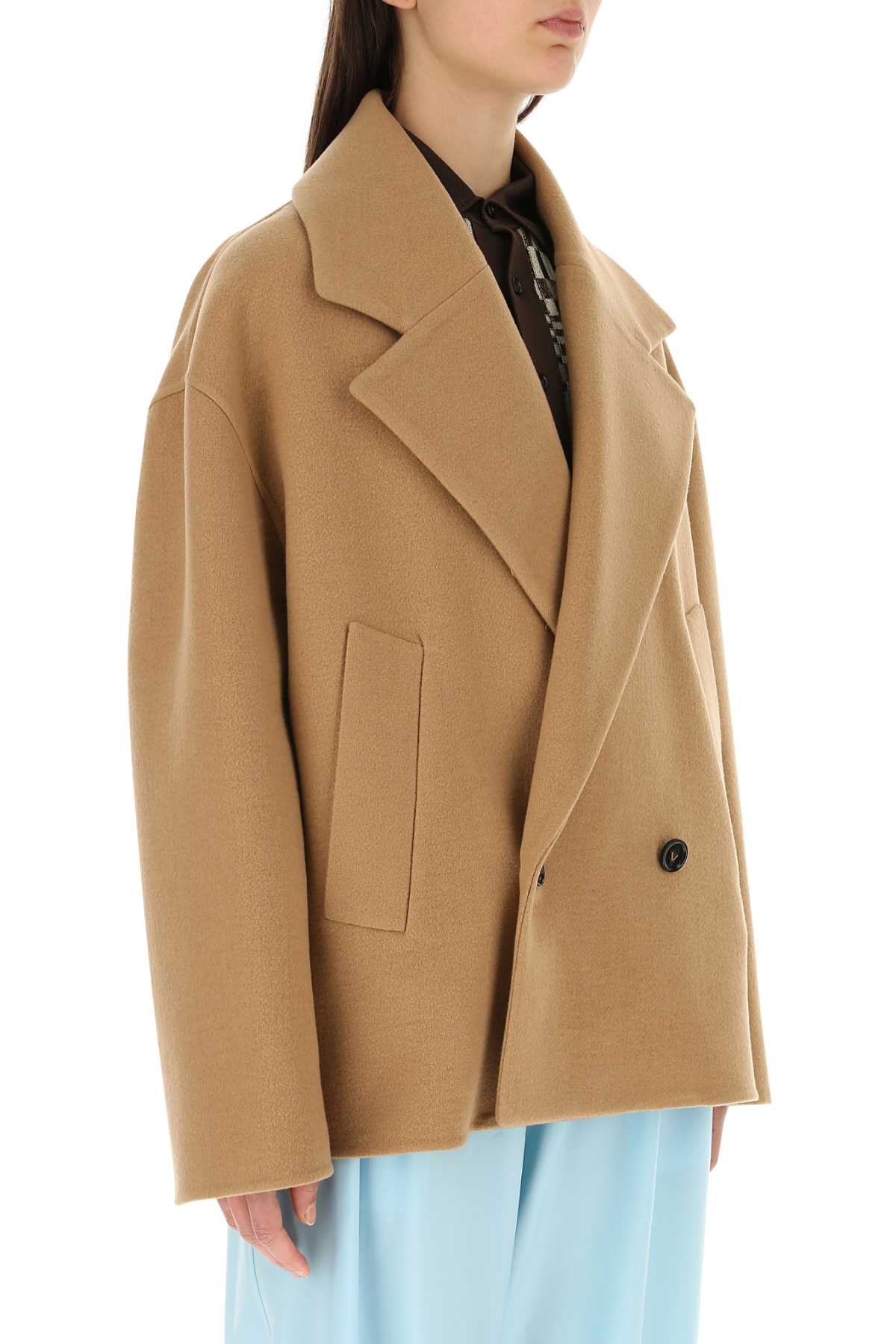 Bottega Veneta Women Camel Cashmere Coat