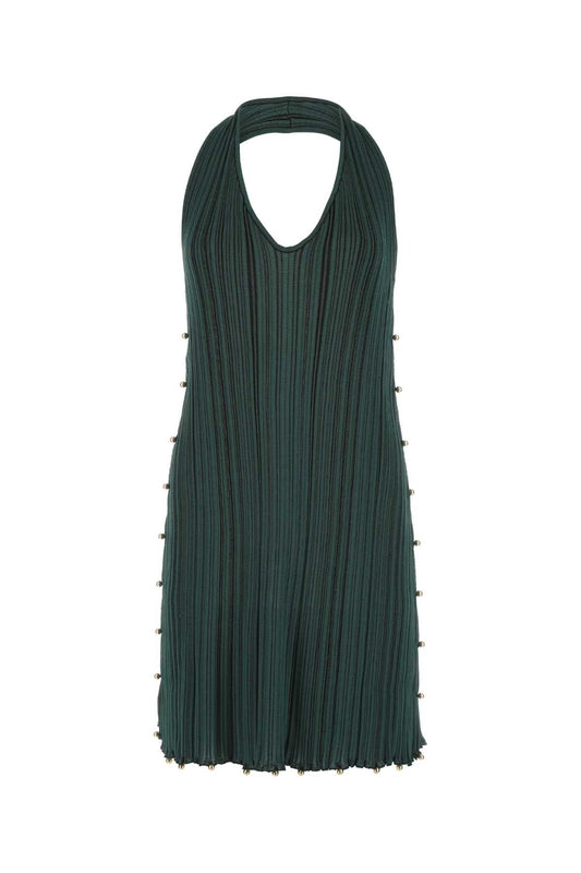 Bottega Veneta Women Bottle Green Polyester Blend Mini Dress