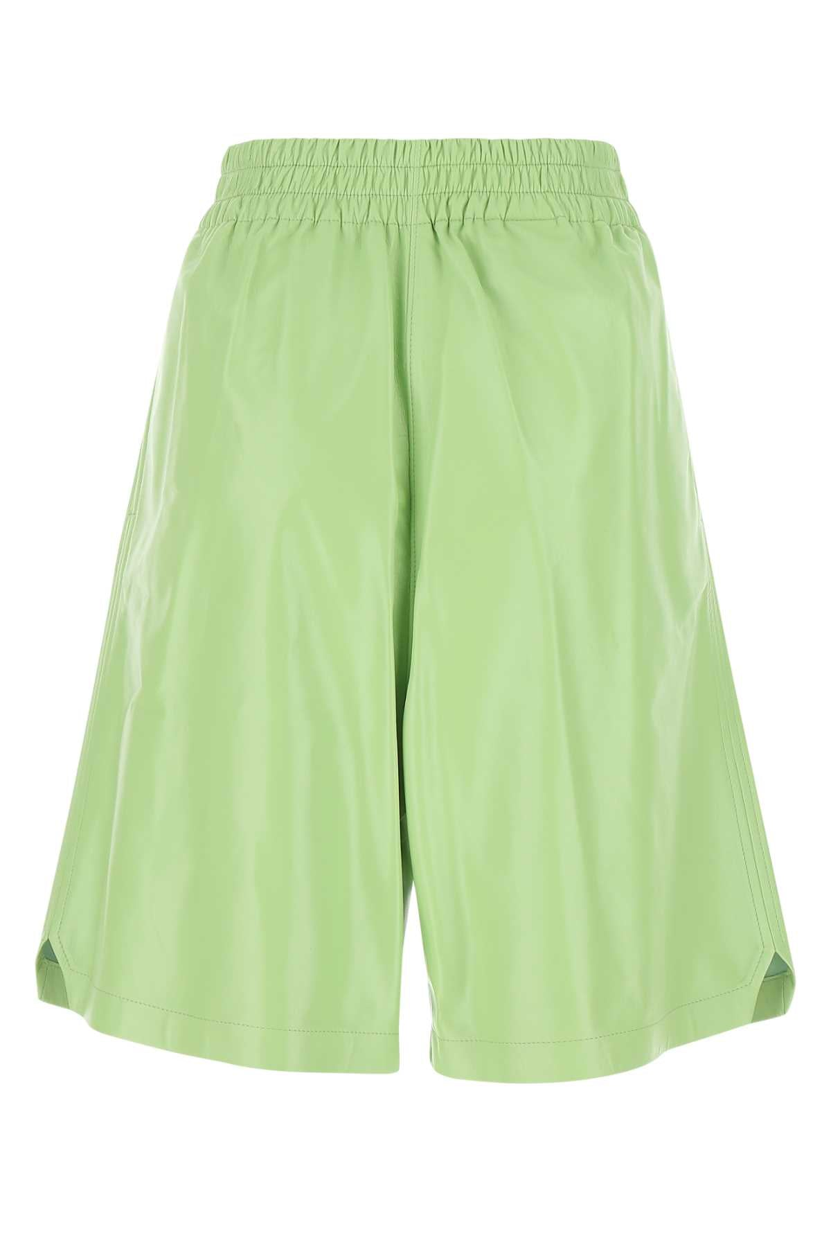 Bottega Veneta Women Pastel Green Leather Shorts