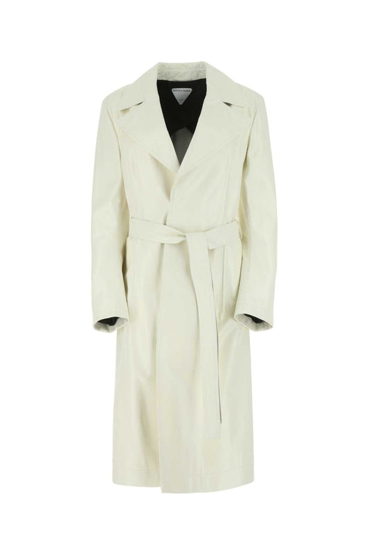 Bottega Veneta Women Ivory Leather Coat