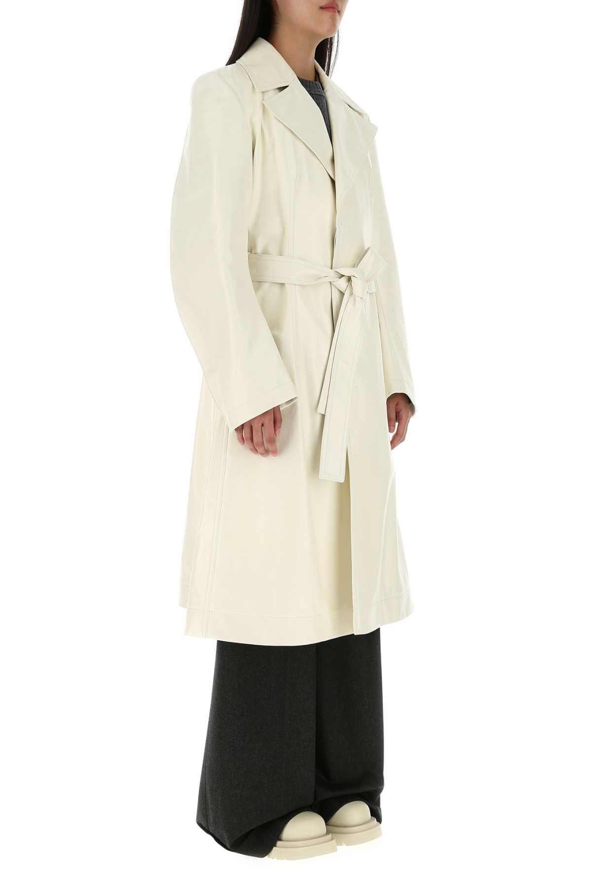 Bottega Veneta Women Ivory Leather Coat