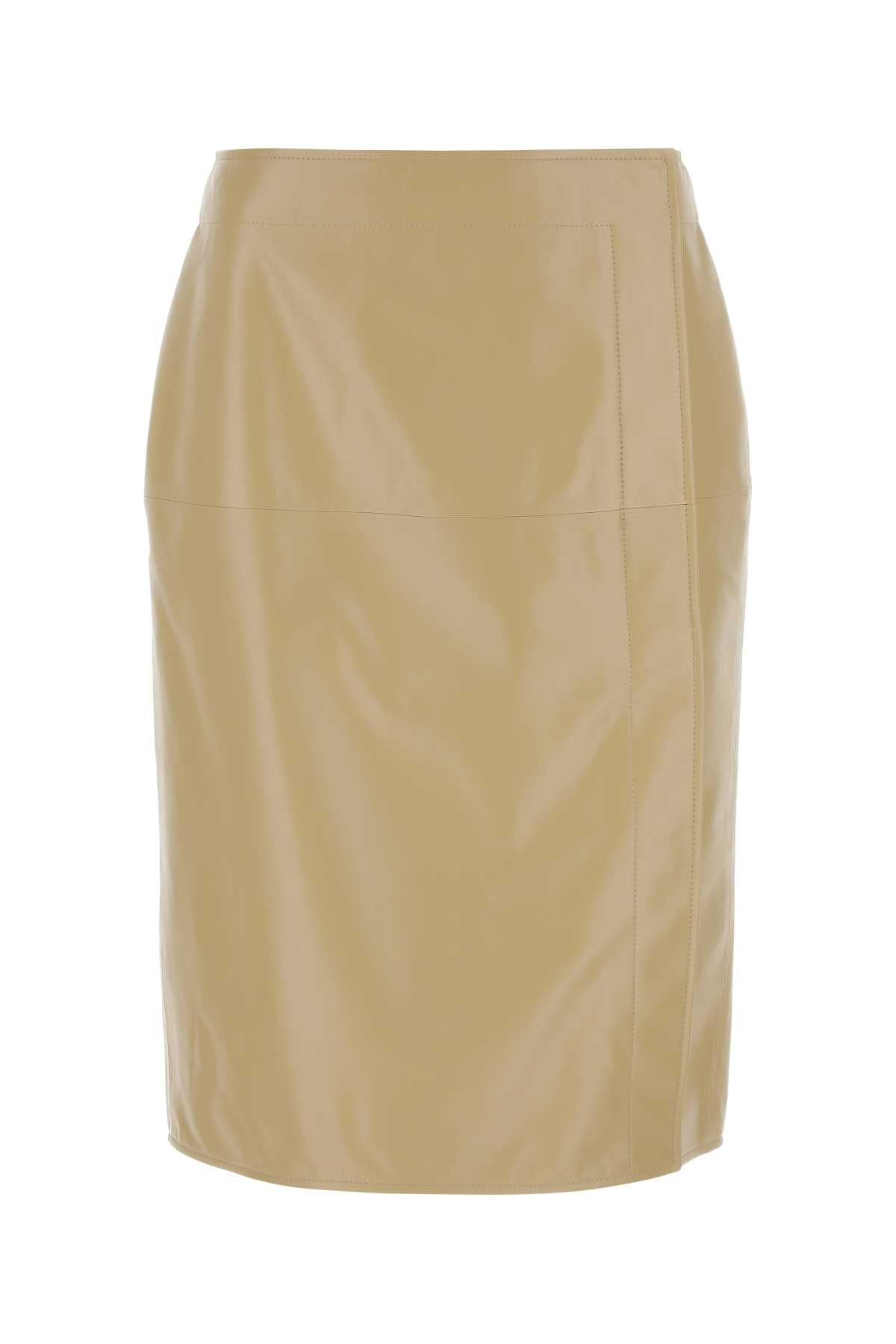 Bottega Veneta Women Beige Leather Skirt