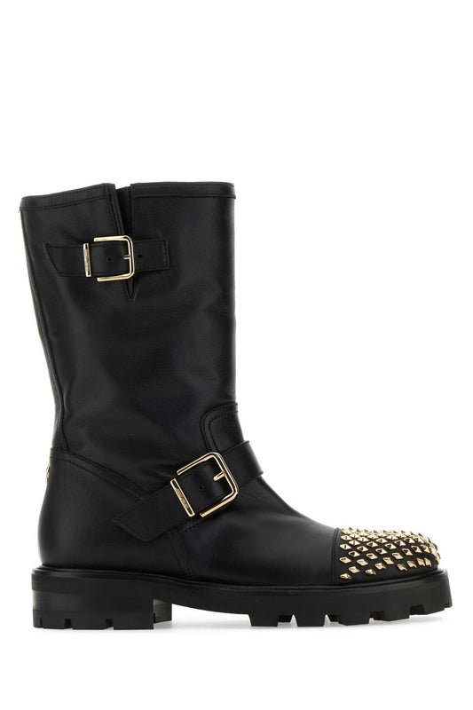 Jimmy Choo Women Black Leather Biker Ii Boots