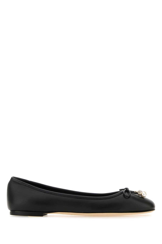 Jimmy Choo Women Black Nappa Leather Elme Ballerinas