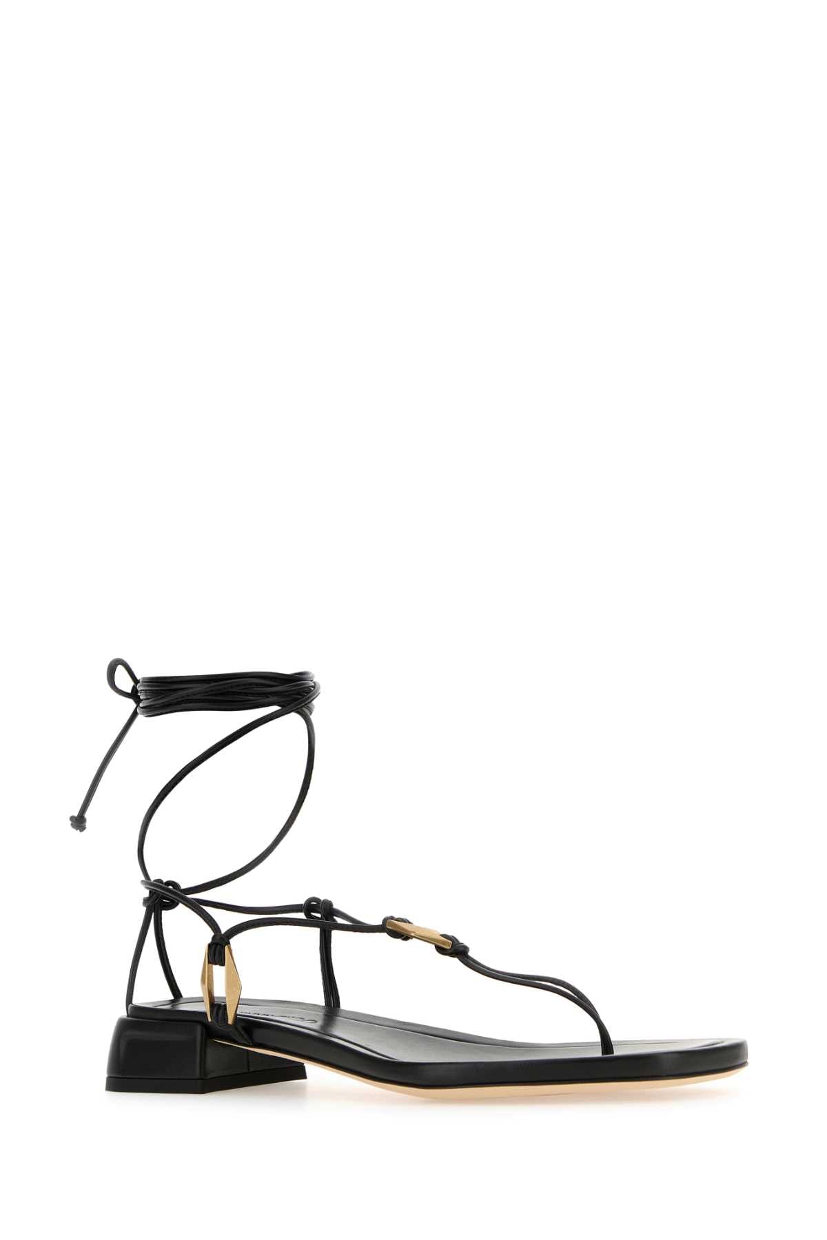 Jimmy Choo Women Black Nappa Leather Onyxia Thong Sandals