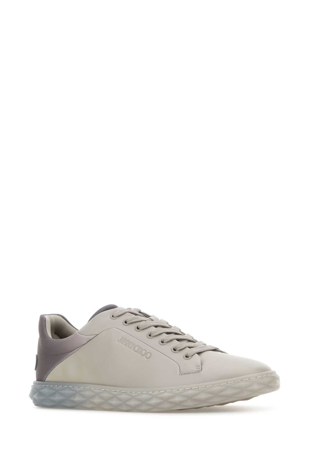 Jimmy Choo Men Grey Leather Diamond Light/M Sneakers