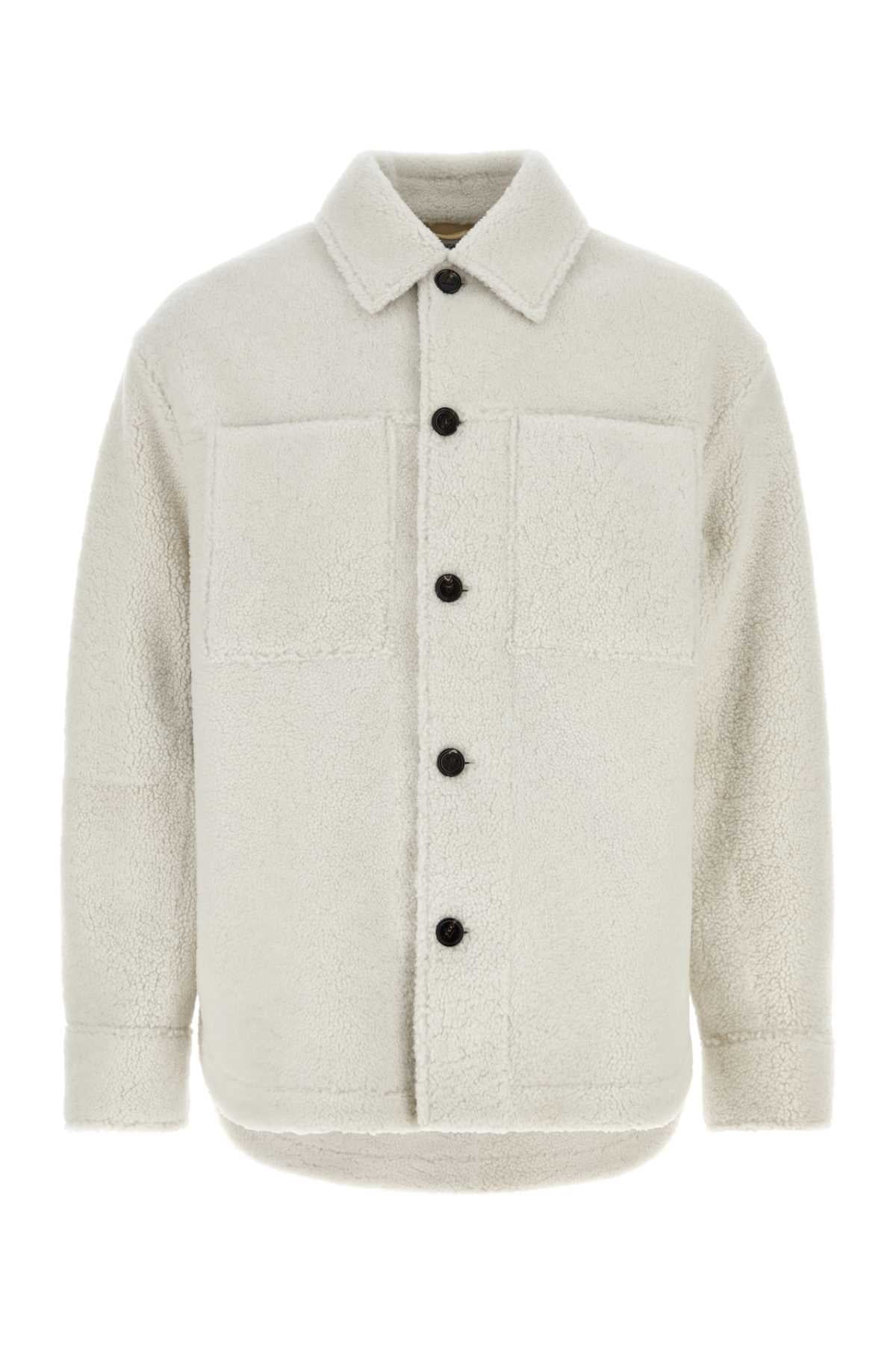 Bottega Veneta Men Chalk Shearling Oversize Shirt