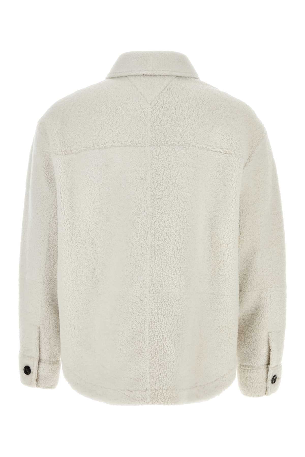 Bottega Veneta Men Chalk Shearling Oversize Shirt