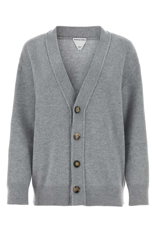 Bottega Veneta Women Grey Stretch Cashmere Blend Cardigan