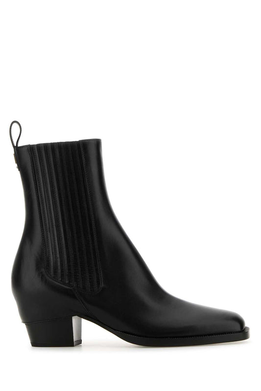 Fendi Women Black Leather Ankle Boots