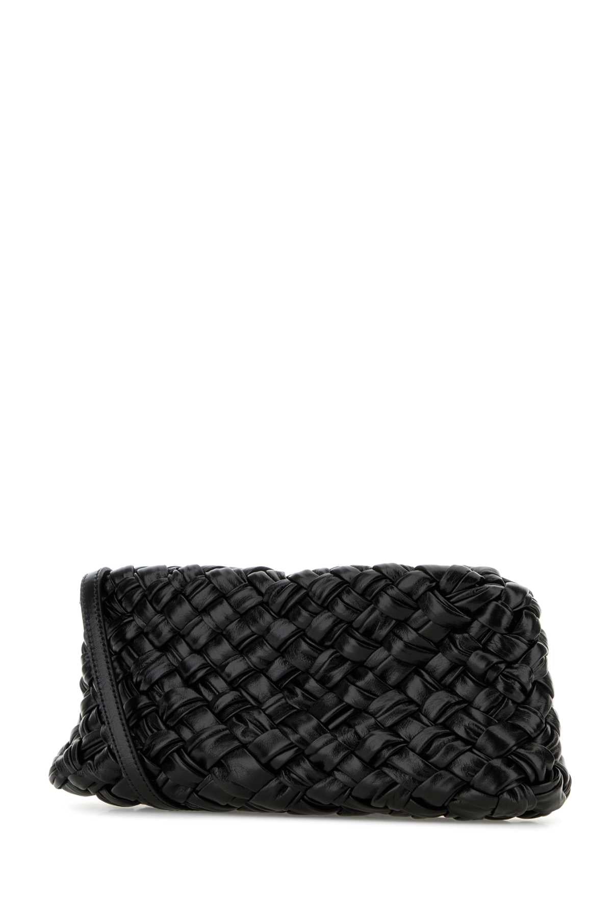 Bottega Veneta Women Black Leather Kalimero Cha-Cha Clutch