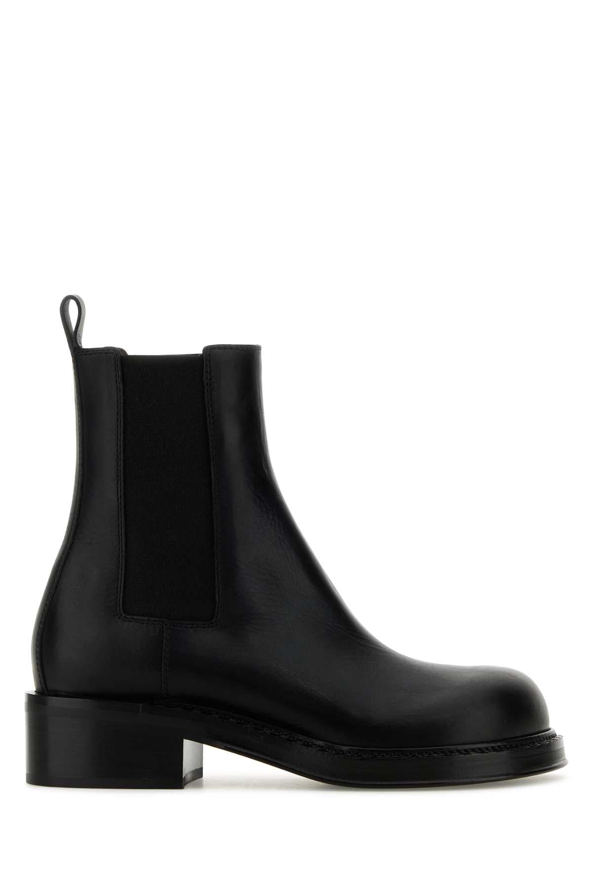 Bottega Veneta Women Black Leather Cliff Ankle Boots