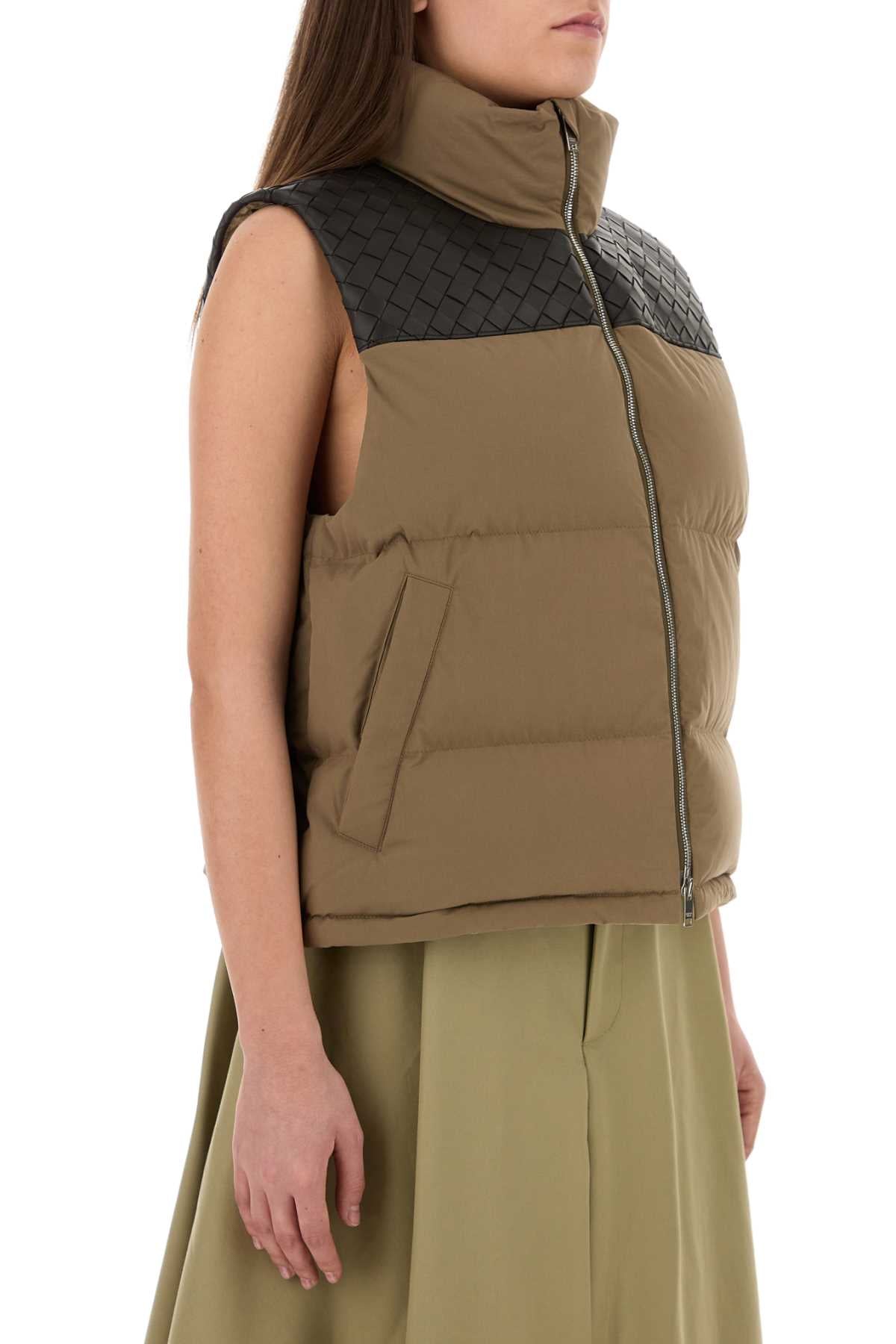 Bottega Veneta Women Khaki Cotton Padded Vest