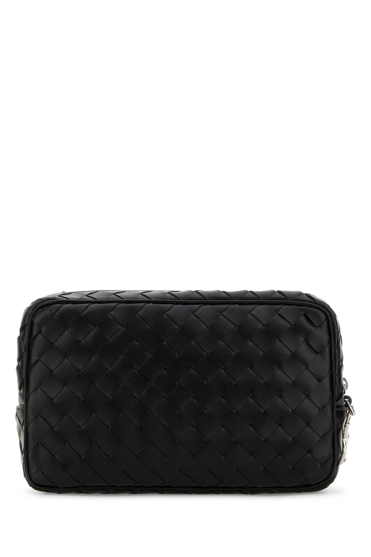 Bottega Veneta Men Black Leather Intrecciato Clutch