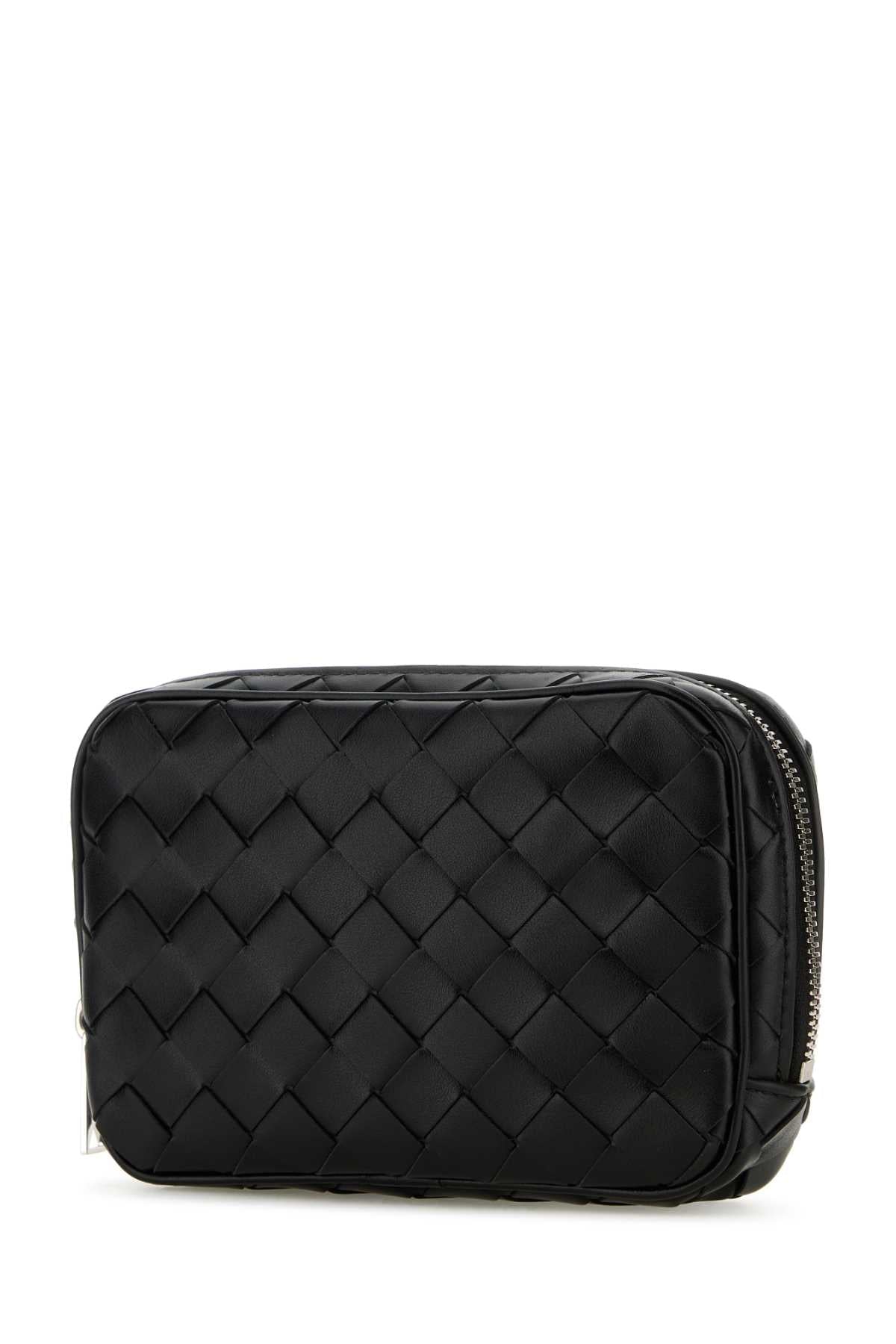Bottega Veneta Men Black Leather Small Intrecciato Beauty Case