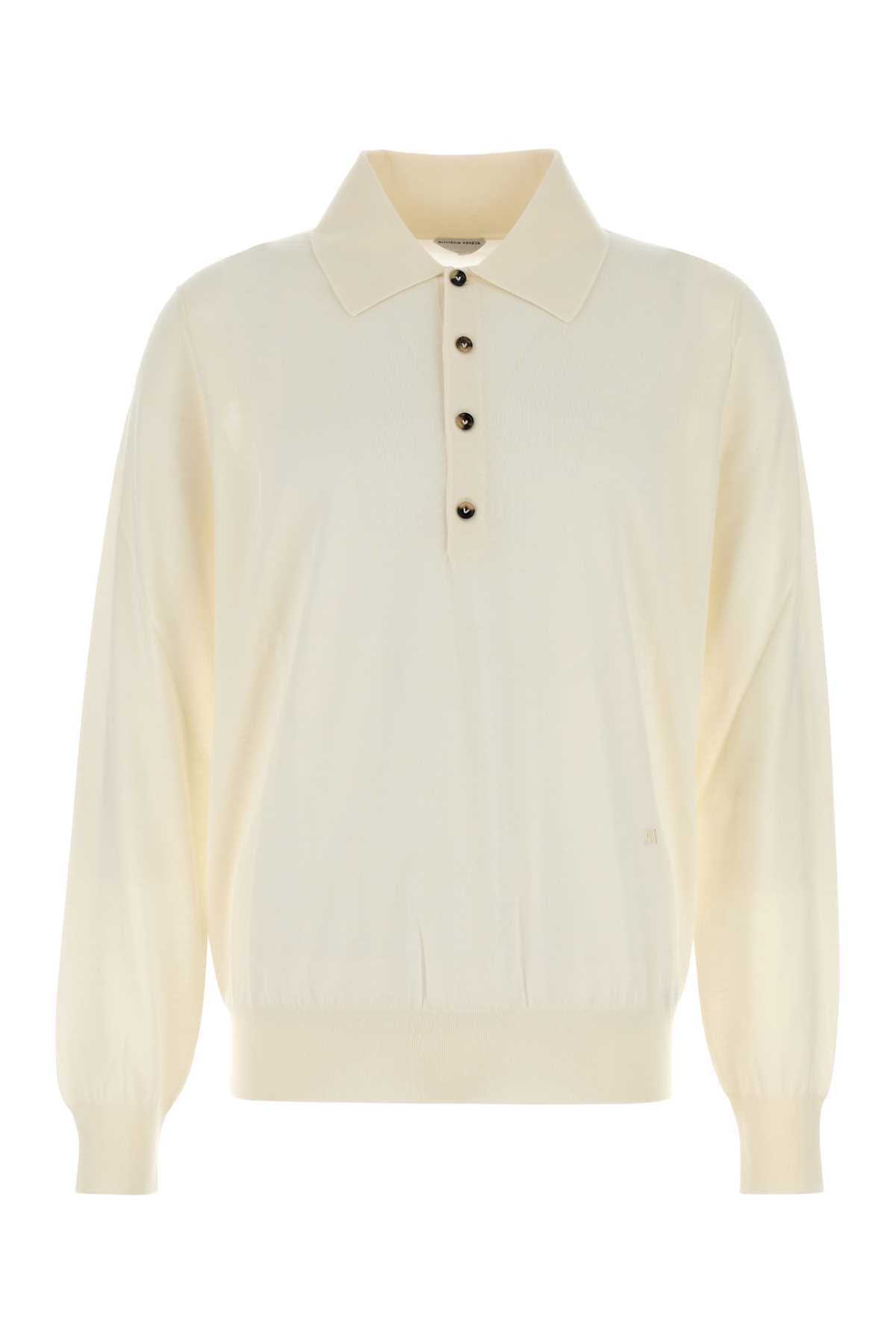 Bottega Veneta Men Ivory Cashmere Polo Shirt