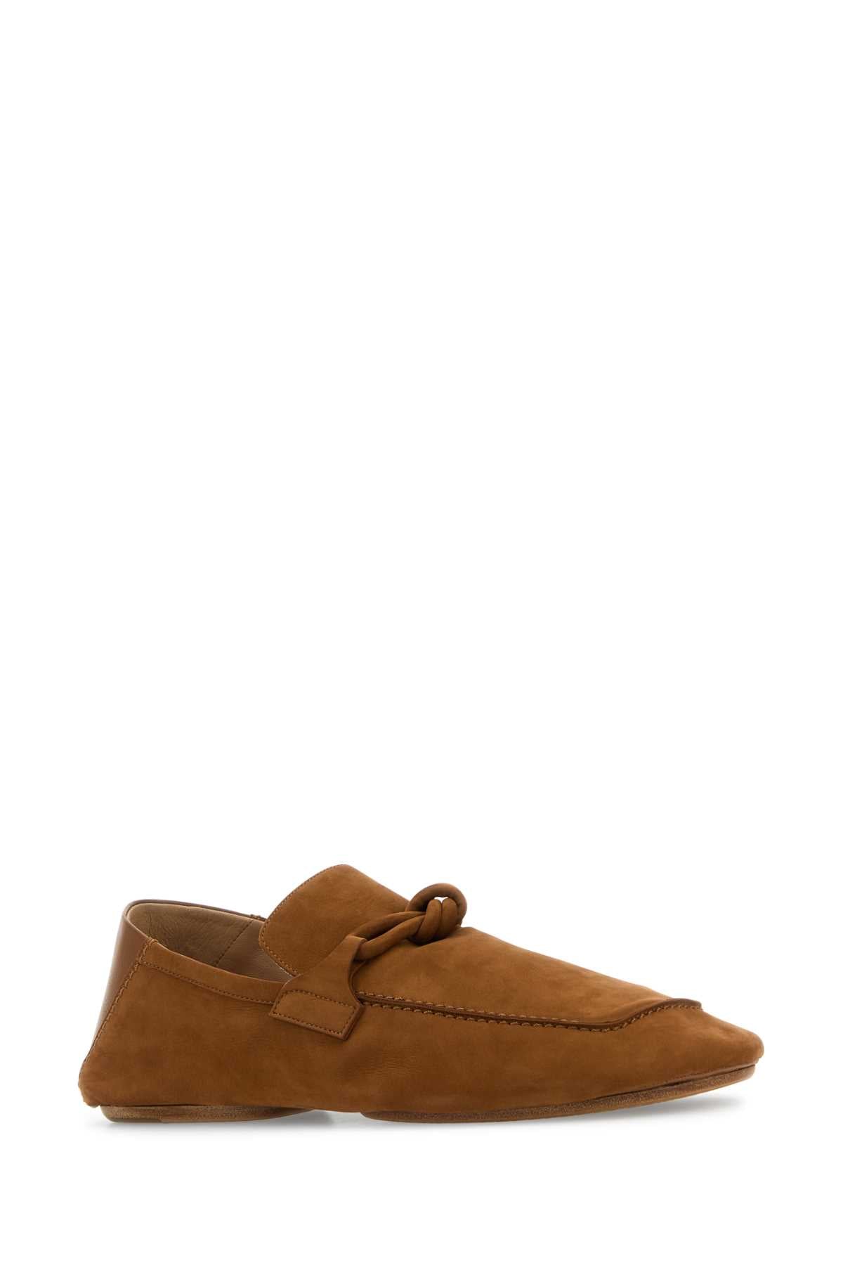 Bottega Veneta Men Camel Suede Daddy Loafers