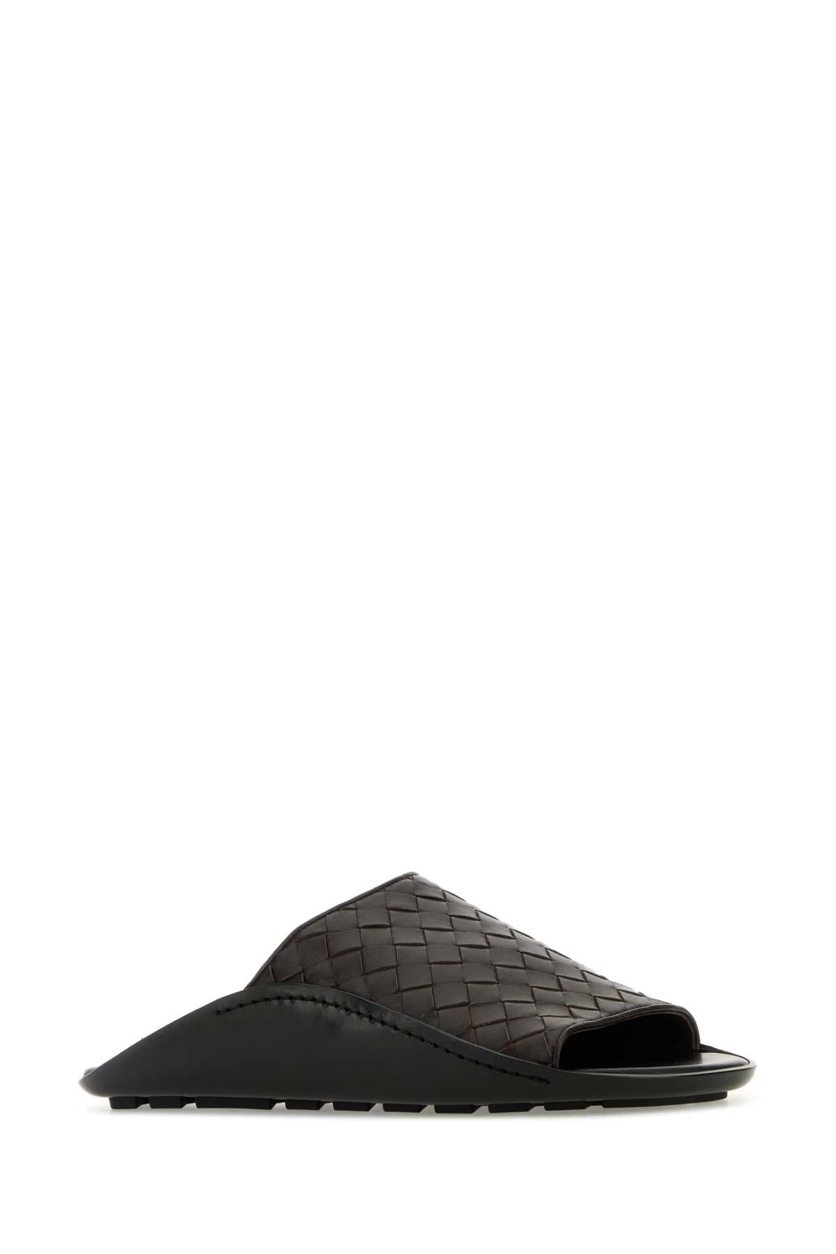 Bottega Veneta Men Brown Leather Wave Slippers