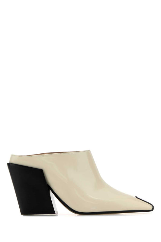 Bottega Veneta Women Ivory Leather Ventura Mules