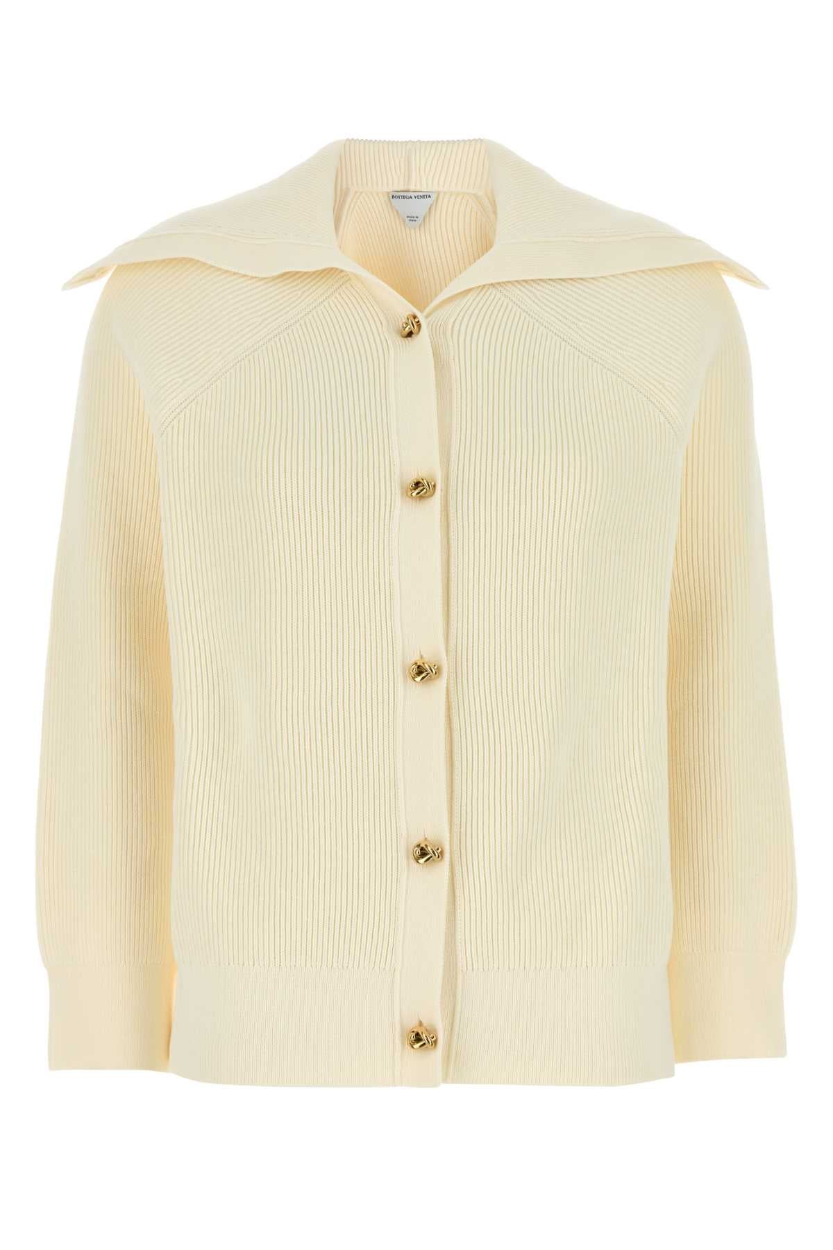 Bottega Veneta Women Cream Stretch Cotton Blend Cardigan