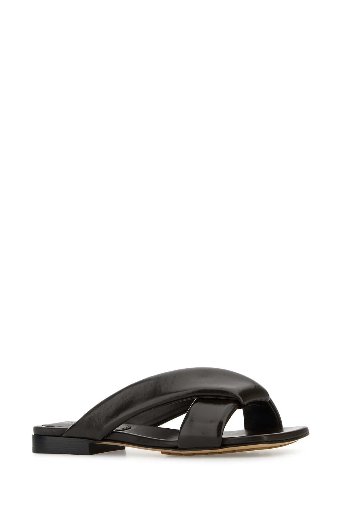 Bottega Veneta Women Dark Brown Leather Riva Slippers