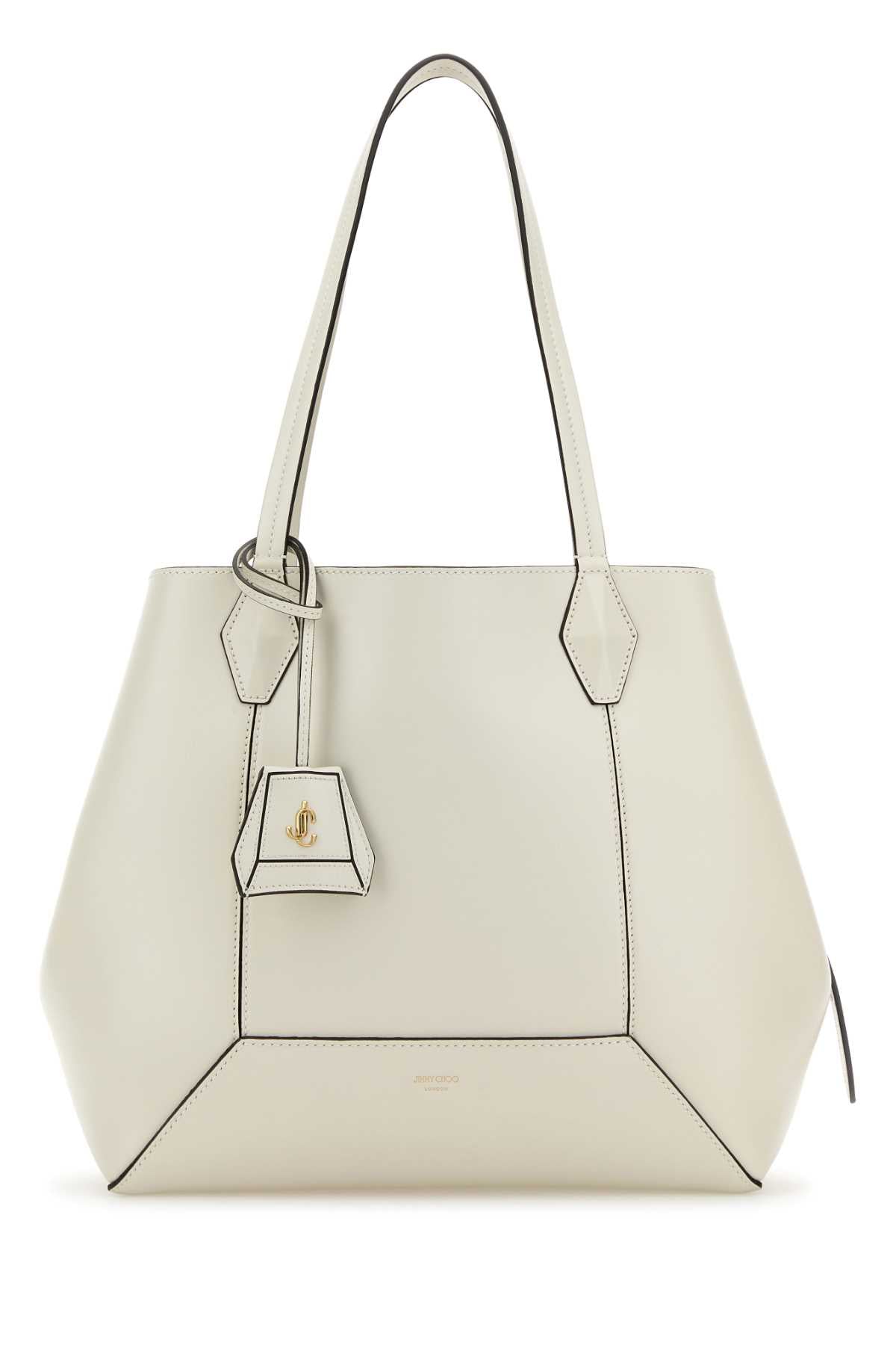 Jimmy Choo Women White Leather Diamond Shopping Bag