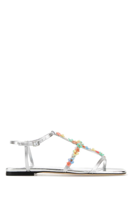 Jimmy Choo Women Silver Nappa Leather Daisy Sandals