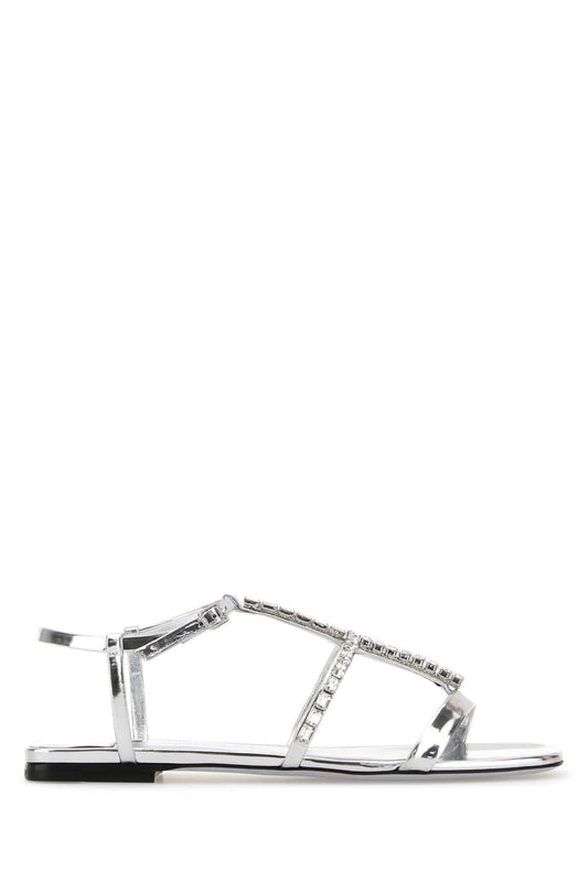 Jimmy Choo Women Silver Leather Gwyn Sandals