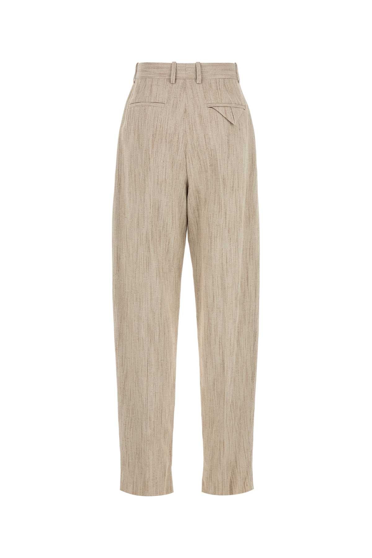 Bottega Veneta Women Melange Beige Viscosa Blend Pant