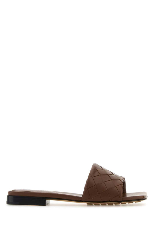 Bottega Veneta Women Brown Leather Parco Slippers