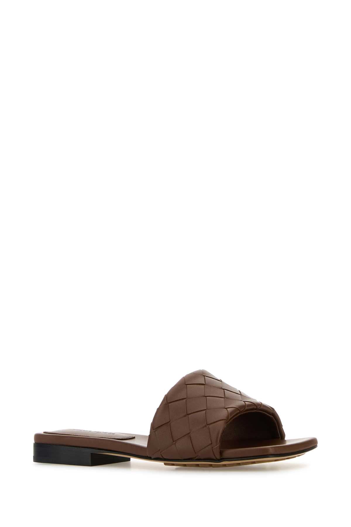 Bottega Veneta Women Brown Leather Parco Slippers