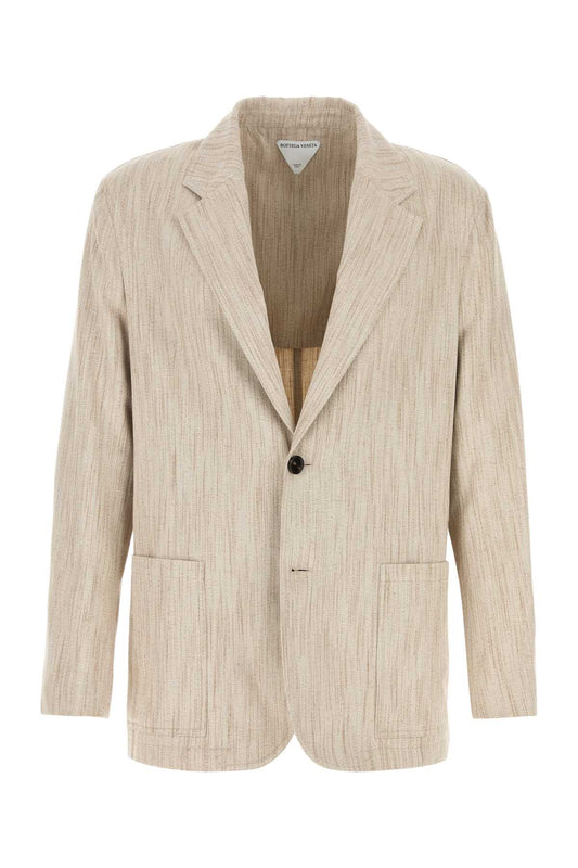 Bottega Veneta Men Melange Sand Viscose Blend Blazer