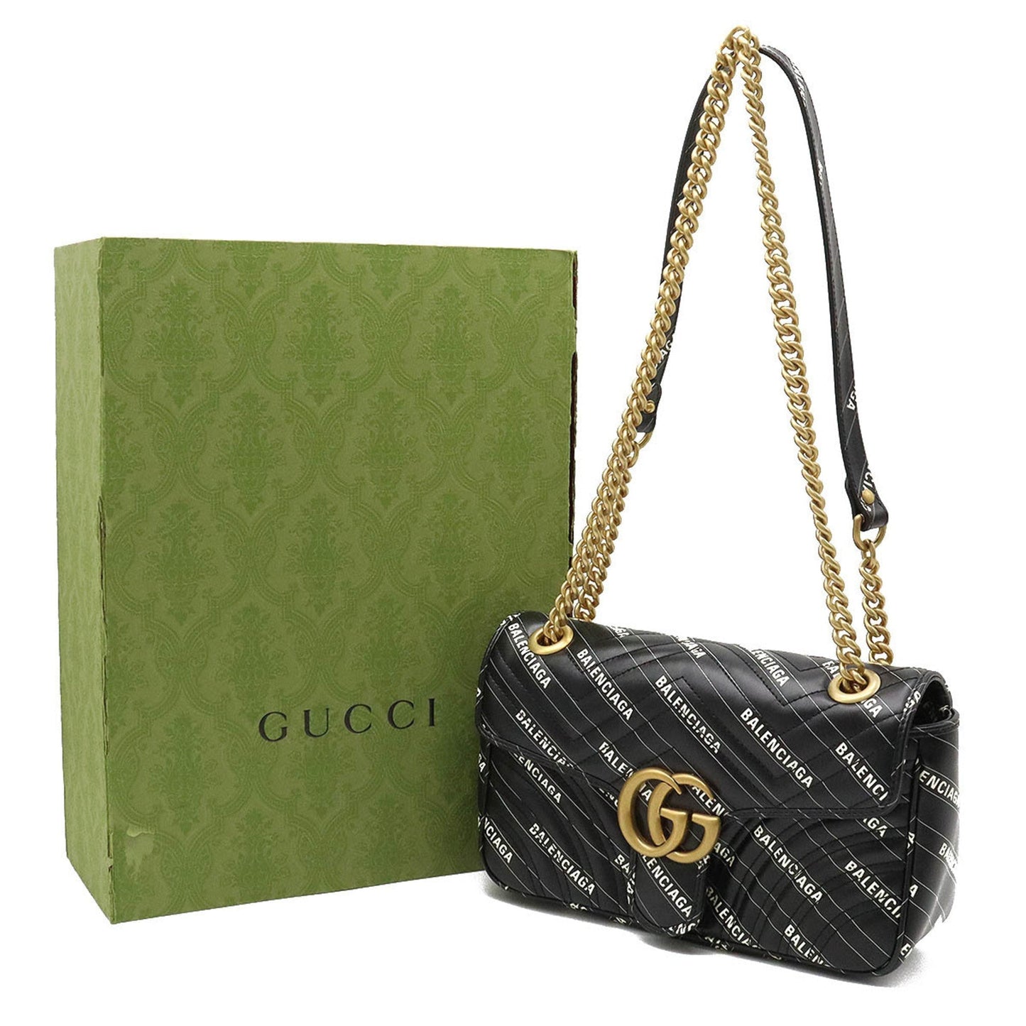 GUCCI BALENCIAGA Balenciaga Collaboration GG Marmont The Hacker Project Small Bag Shoulder Black 443497