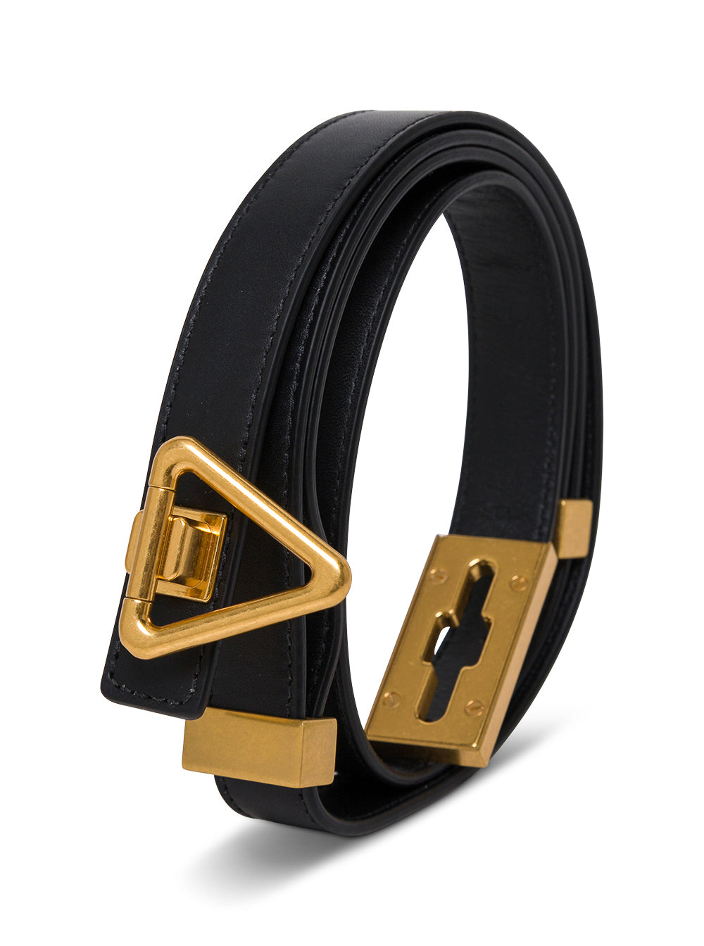 Bottega Veneta Women Blacktriangular Belt In Leather Woman
