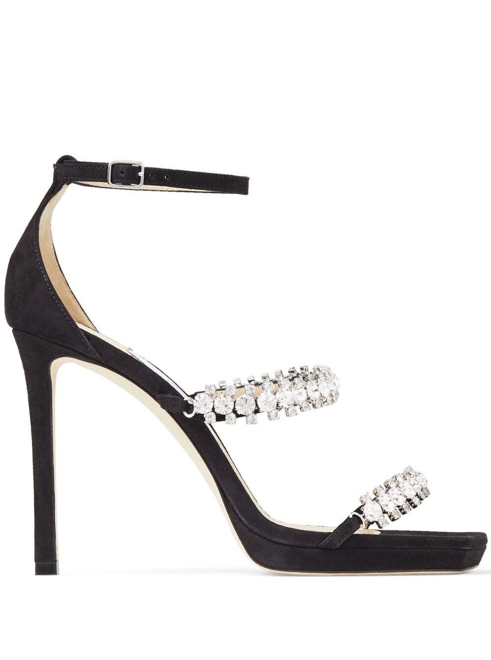 Jimmy Choo Women Black Bing Sandals With Crustal Embellishment In Leather Woman
