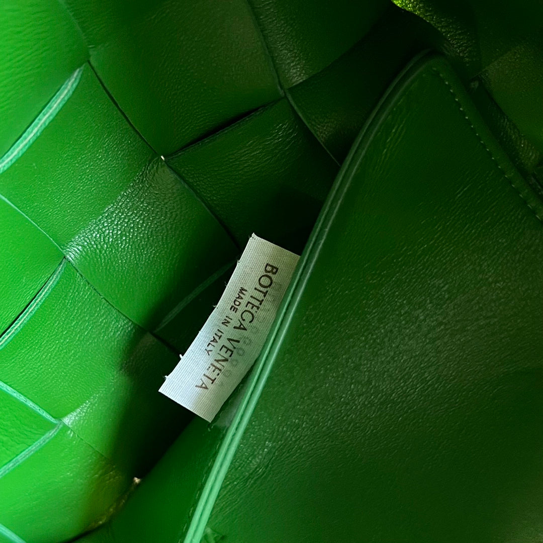 Bottega Veneta MEDIUM 28 CASSETTE NEON GREEN LAMBSKIN