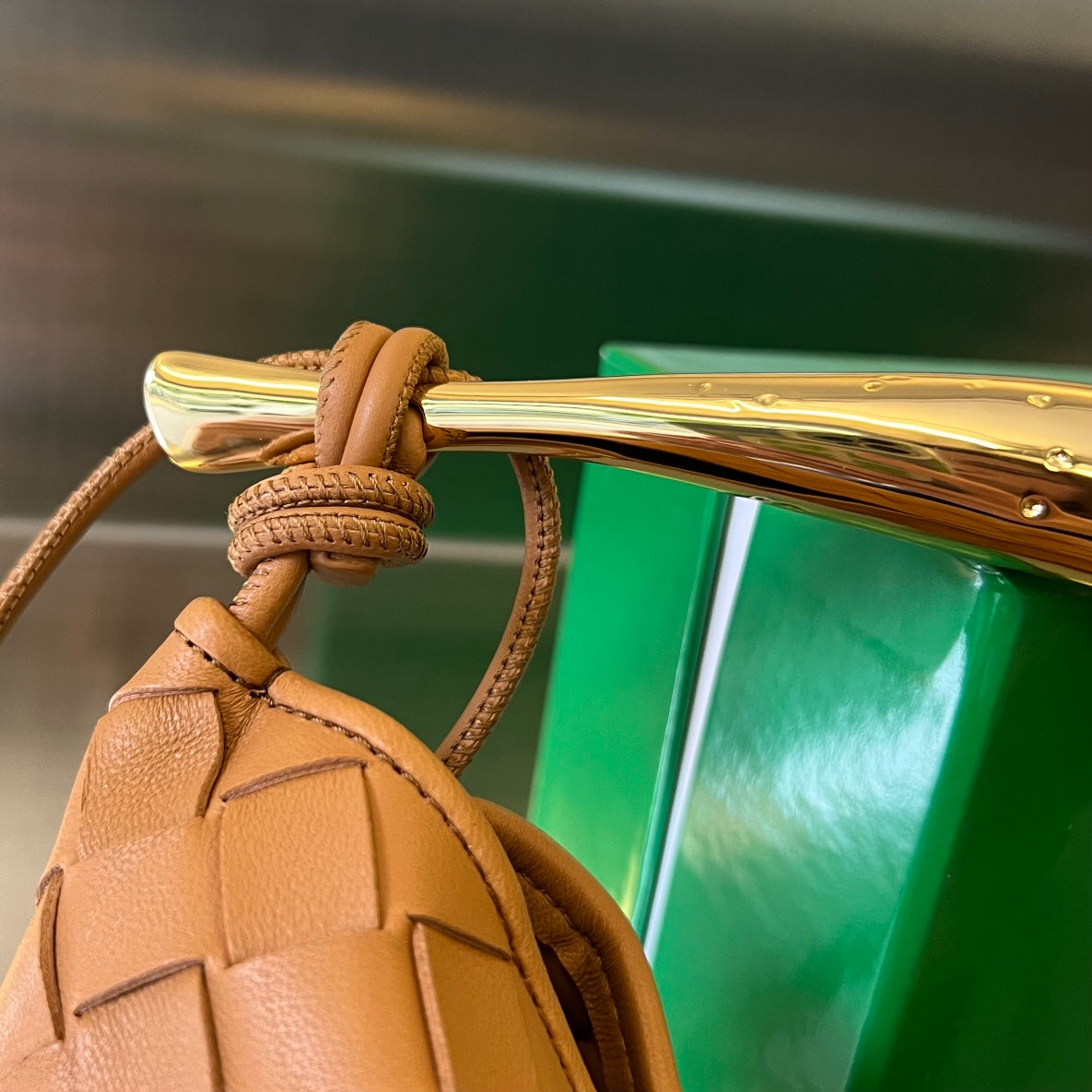 Bottega Veneta SARDINE 20 WITH CHAIN IN TAWNY BROWN LAMBSKIN