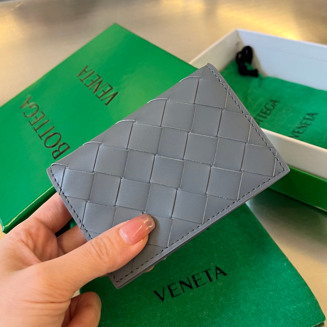 Bottega Veneta INTRECCIATO BUSINESS 11 GRAY CALFSKIN CARD CASE