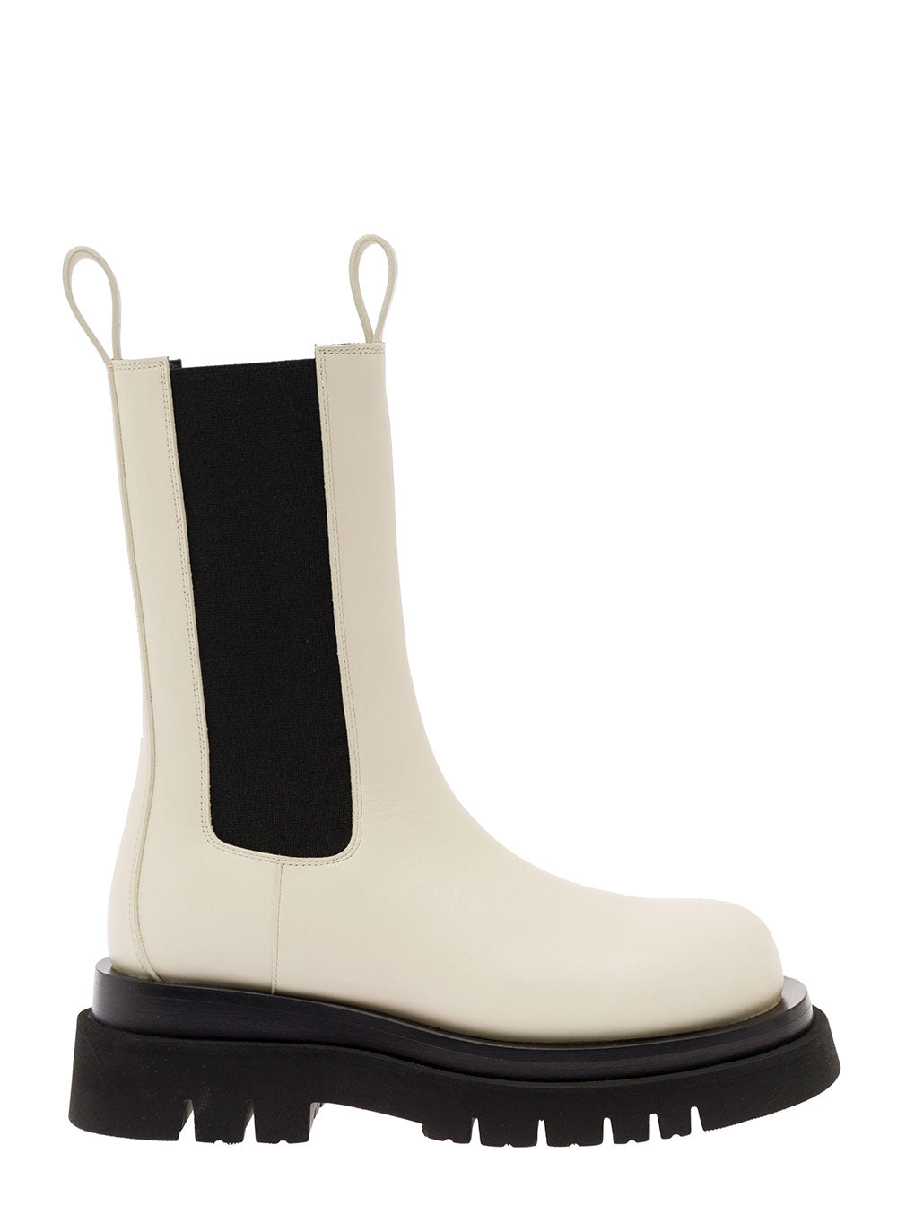 Bottega Veneta Women 'Bv Lug' White Boots With Contrasting Multi-Layered Sole In Leather Woman
