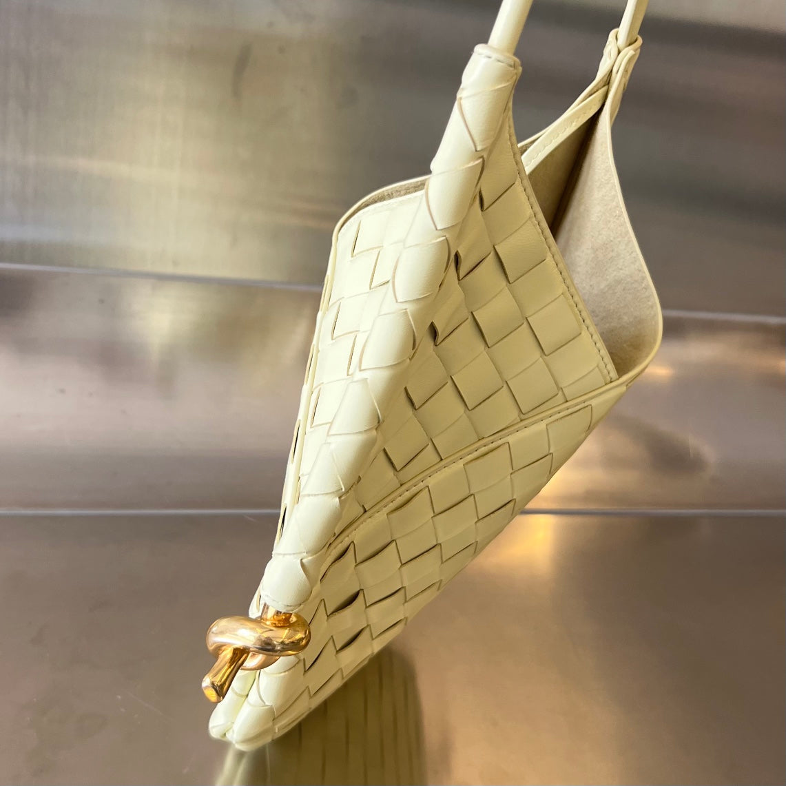 Bottega Veneta MINI SOLSTICE 30 DARK CREAM LAMBSKIN