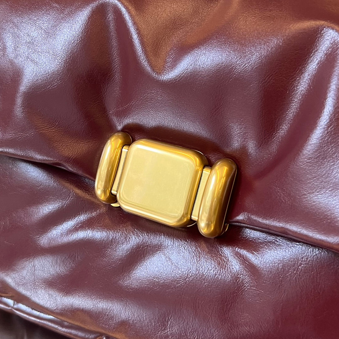 Bottega Veneta PAD PUFFER BAG 29 IN PLUM PURPLE COWHIDE LEATHER