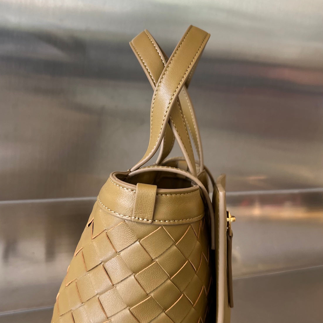 Bottega Veneta FLIP FLAP 23 BAG IN CARAMEL BROWN LAMBSKIN