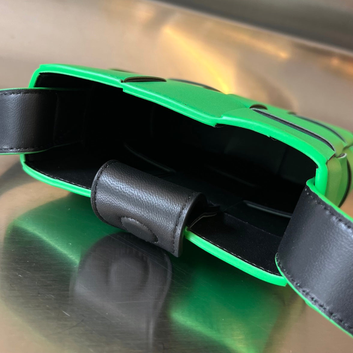 Bottega Veneta PHONE BAG 18 IN PARAKEET LAMBSKIN