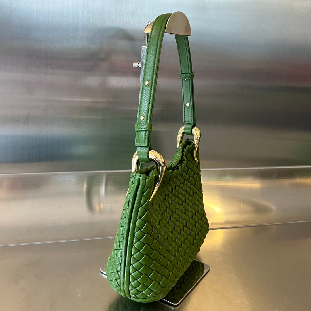 Bottega Veneta SMALL CLICKER 27 MOSS GREEN LAMBSKIN