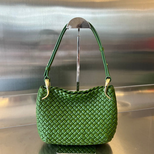 Bottega Veneta SMALL CLICKER 27 MOSS GREEN LAMBSKIN